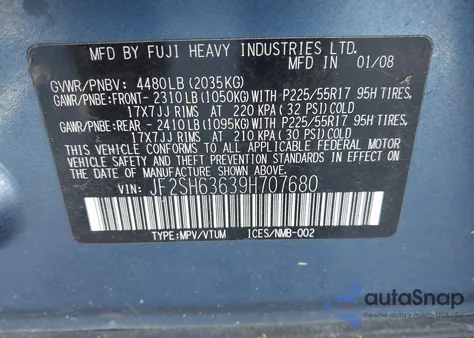 2009 Subaru Forester 2.5X из США, поврежденный, VIN JF2SH63639H707680